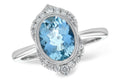 Aquamarine Bezel Ring with Diamond Halo - White Gold