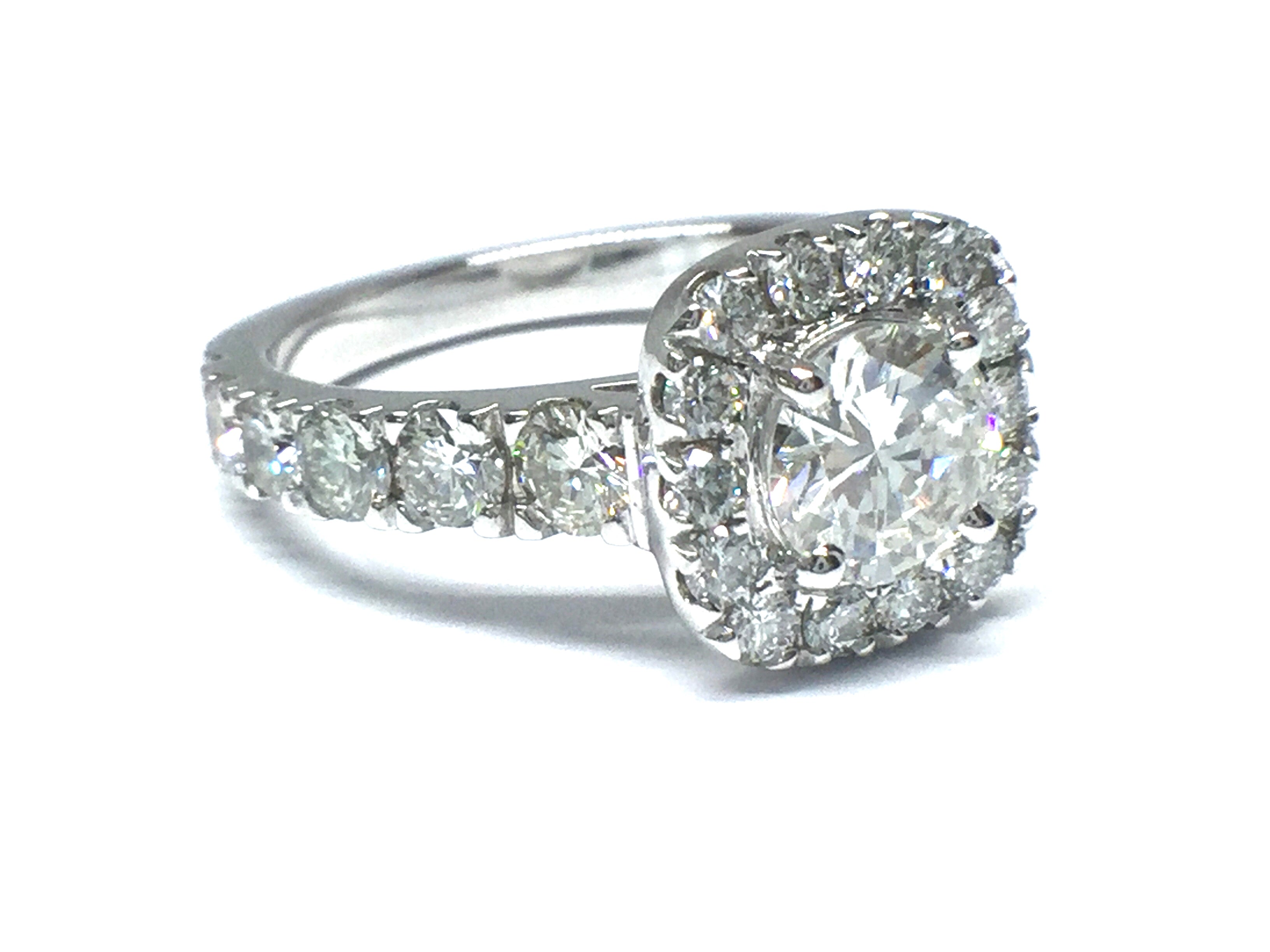 1.92ctw Diamond Ring with Cushion Halo - White Gold