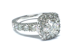 1.92ctw Diamond Ring w/ Cushion Halo - White Gold