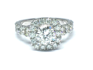 1.92ctw Diamond Ring w/ Cushion Halo - White Gold