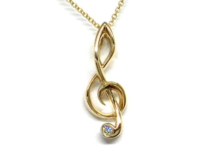 Charity Clef Pendant w/ Diamond - Yellow Gold