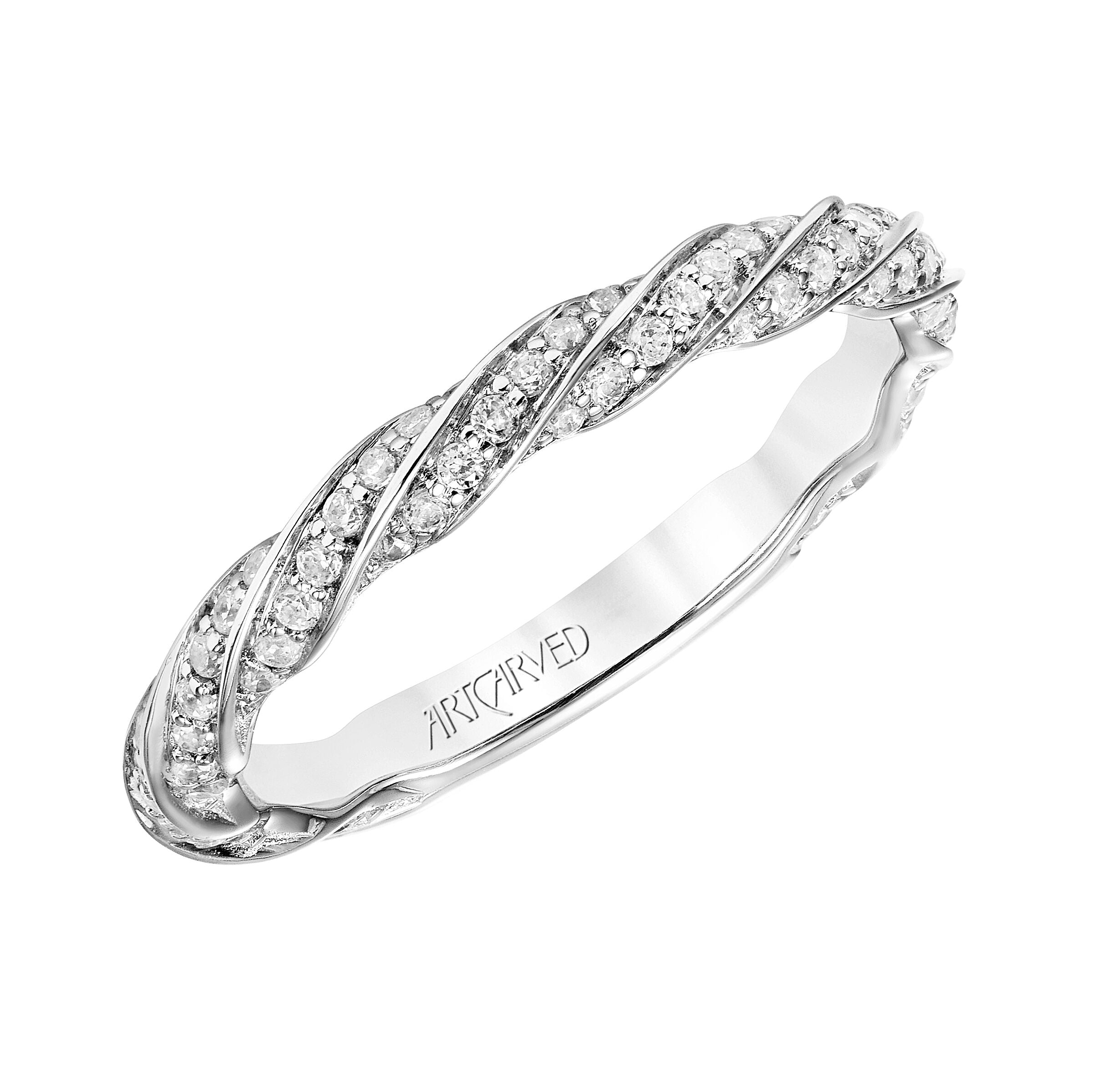 Twist Design Diamond Band - White Gold