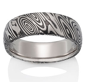 Wood Grain Pattern Damascus Steel Band