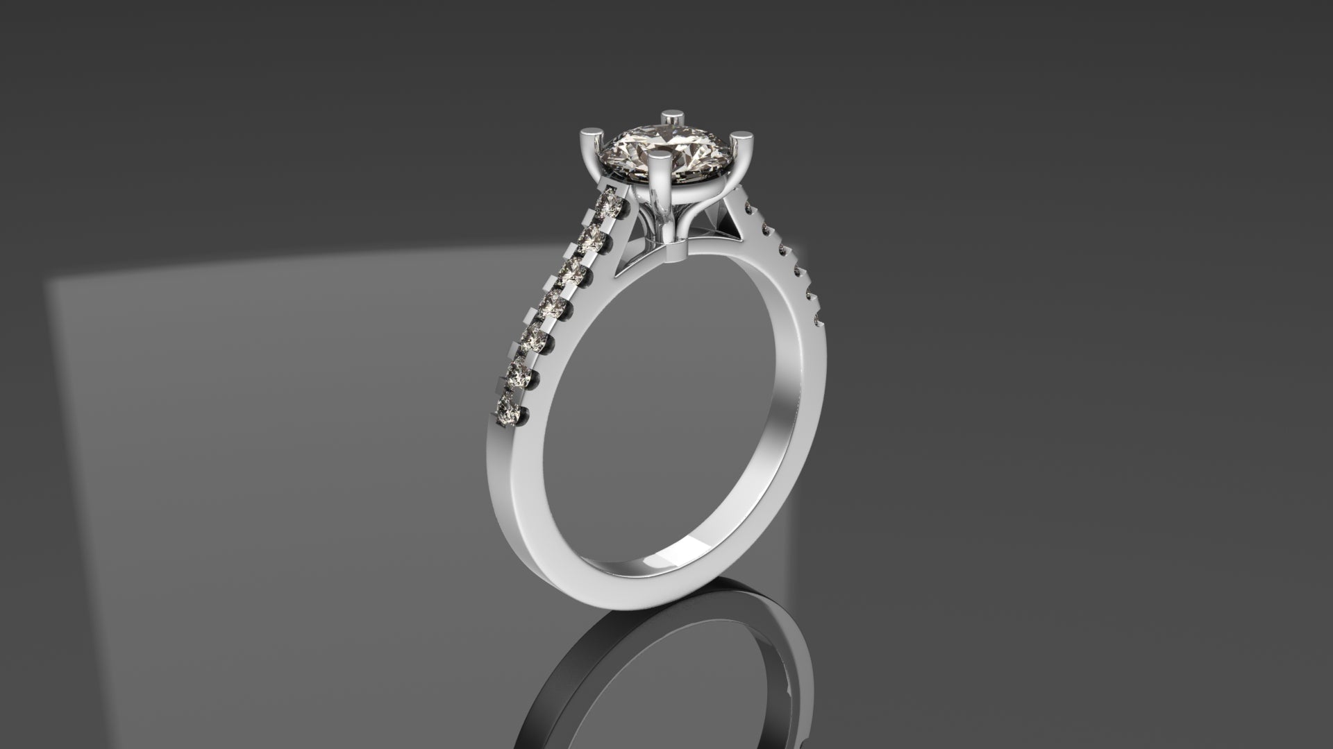1.03ct Diamond Ring with Sapphire Shank - White Gold