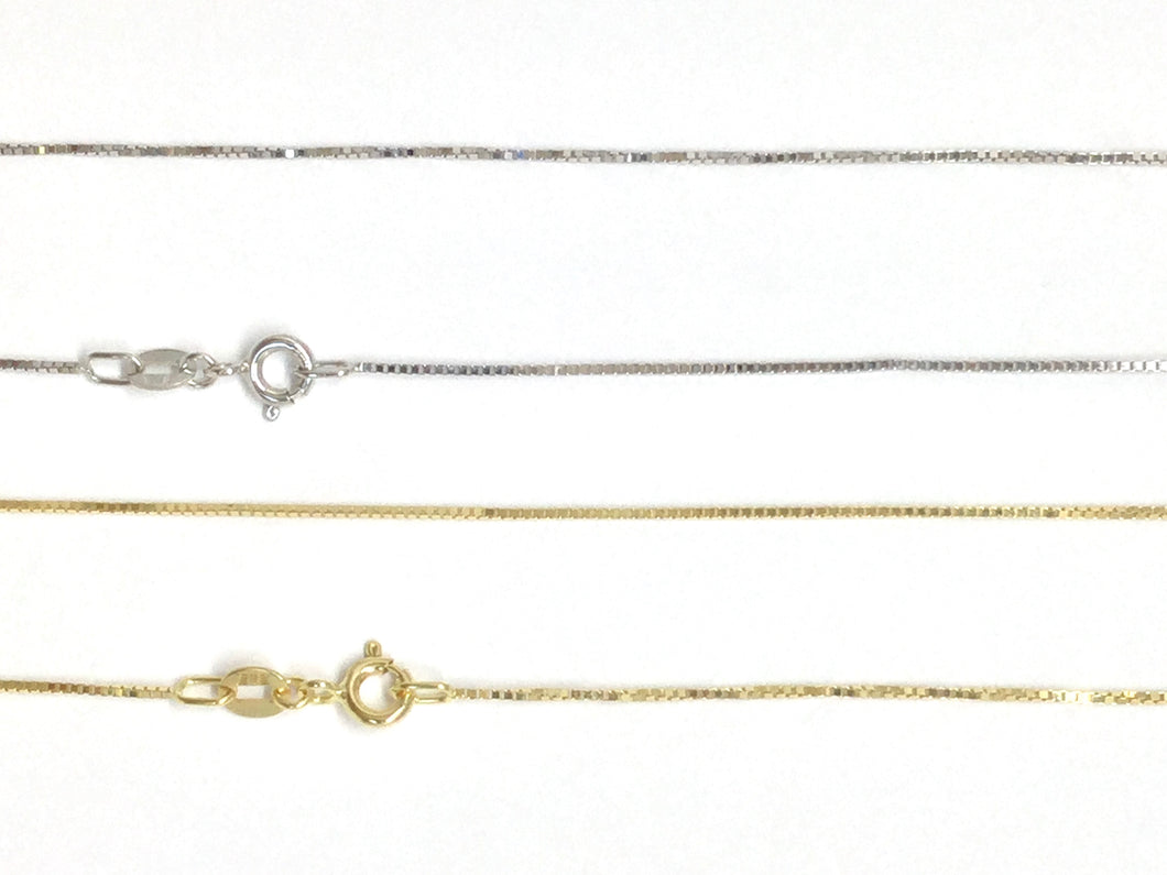 Light Box Chain 0.7mm - White, Yellow Gold