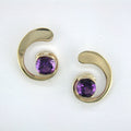 Amethyst Curl Earrings - Yellow Gold