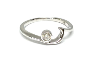 Wave Seeker Ring w/ Diamond - White Gold
