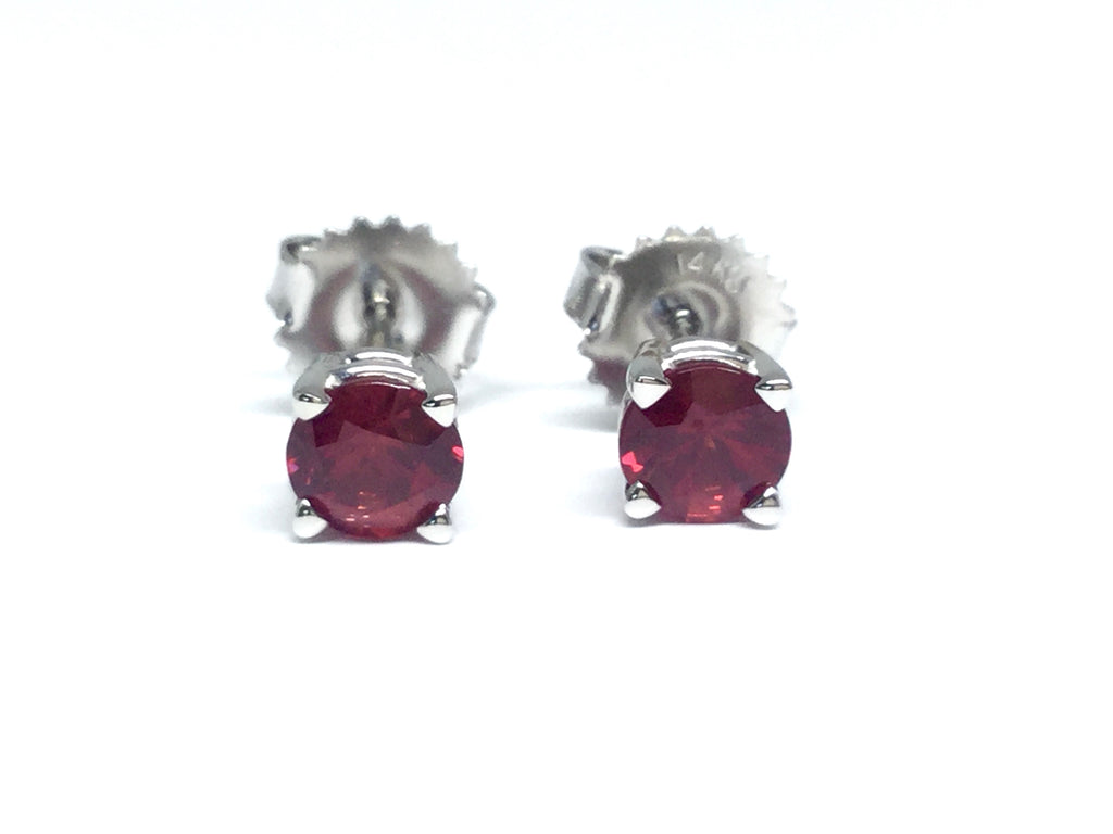 Ruby Stud Earrings 4.9mm - White Gold