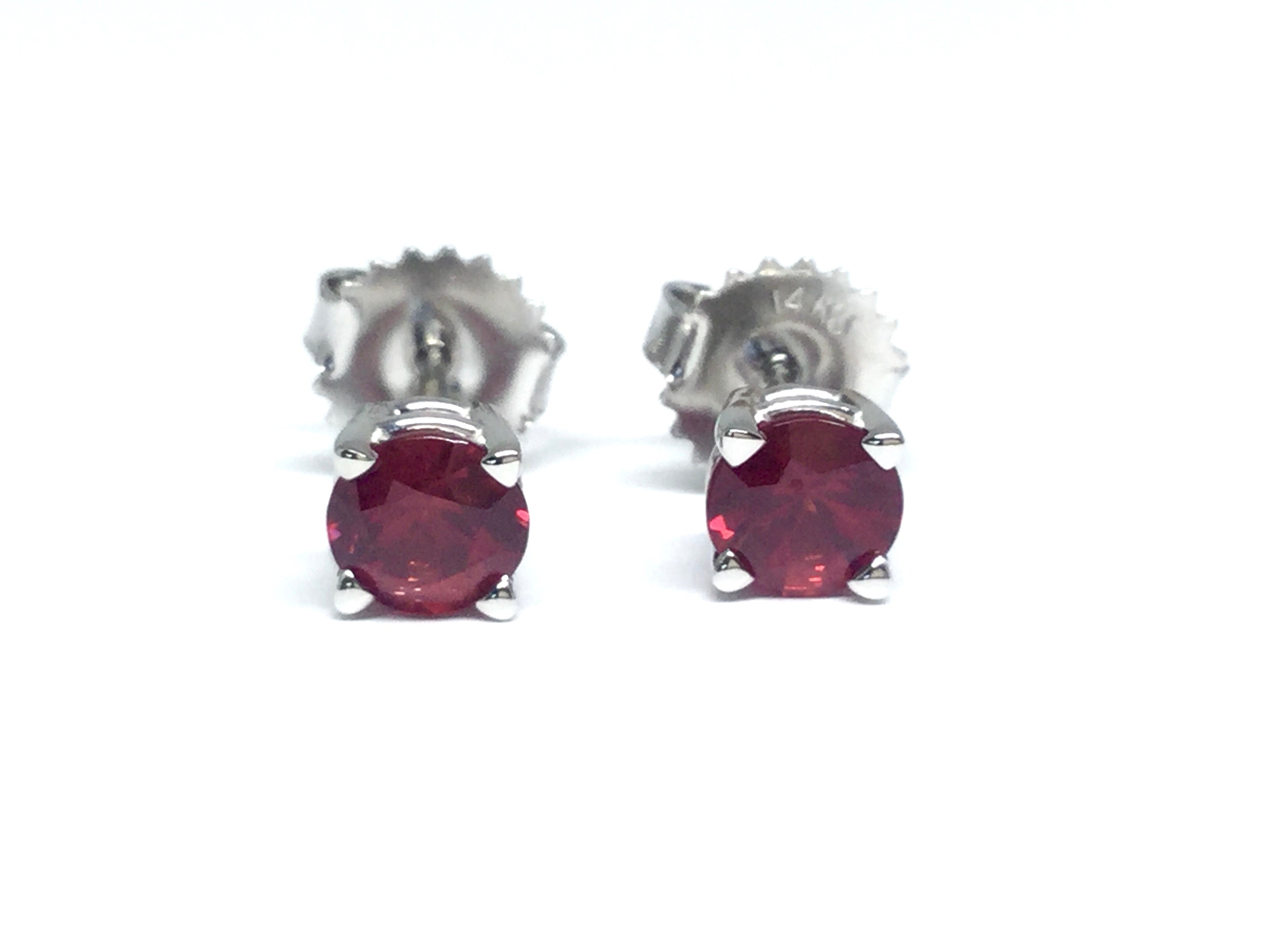 Ruby Stud Earrings 4.9mm - White Gold