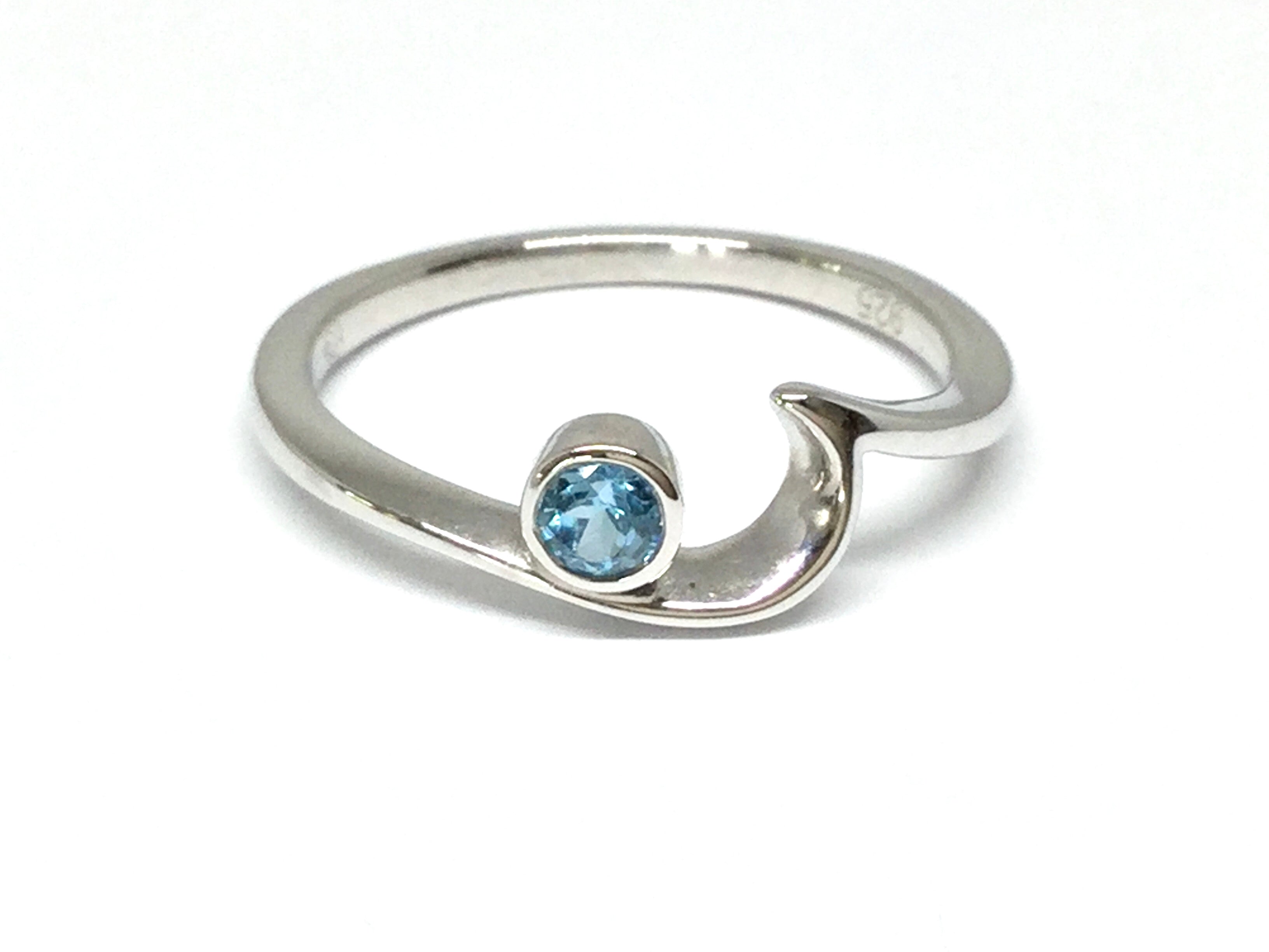 Wave Seeker Ring with Blue Topaz - Silver