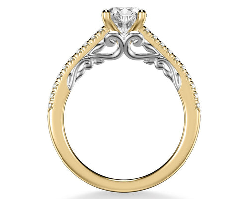 0.86ctw Filigree Accented Diamond Ring - Two Tone