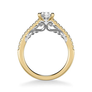 0.86ctw Filigree Accented Diamond Ring GIA - Two Tone