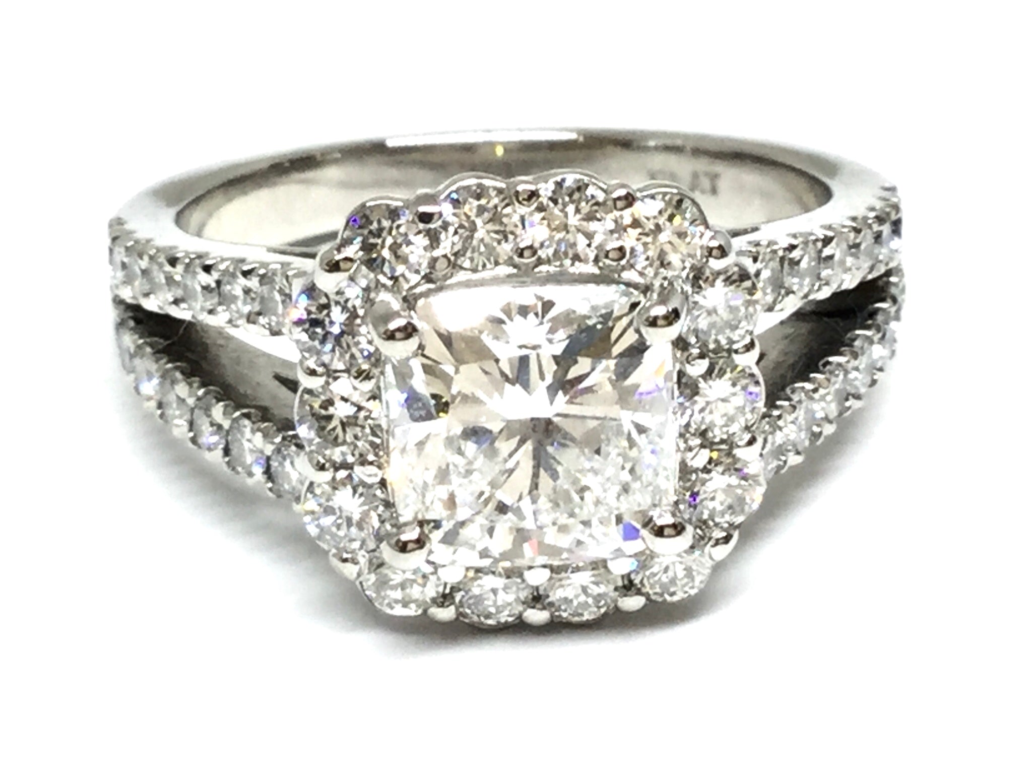 3.30ctw Cushion Diamond Ring with Diamond Accents - Platinum