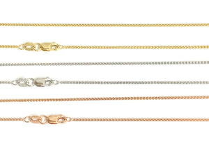 Wheat Link Chain 1.1mm - White, Yellow, Rose Gold