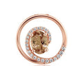 Lotus Garnet & Diamond Wave Pendant - Rose Gold