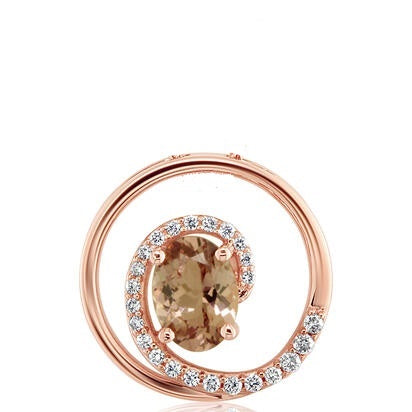 Lotus Garnet & Diamond Wave Pendant - Rose Gold