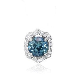 Montana Sapphire Pendant w/ Diamond Hexagon Halo - White Gold