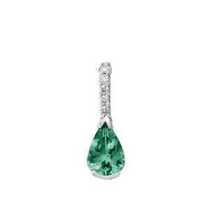 Emerald Pendant w/ Diamond Bail - White Gold