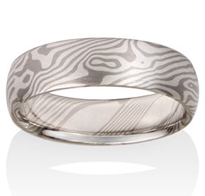Maple Pattern Mokume Ring - Pd500, Silver