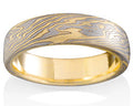 Oak Pattern Mokume Ring - Yellow, White, Silver