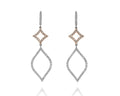 Long Diamond Dangle Earrings - Two Tone