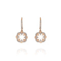 Clover Dangle Earrings with Diamond Accents - Rose Gold