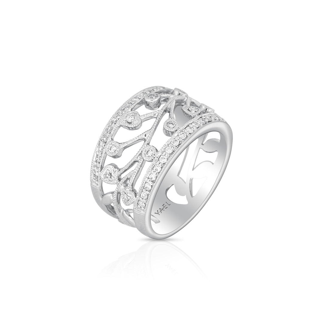 Open Design Diamond Band - White Gold