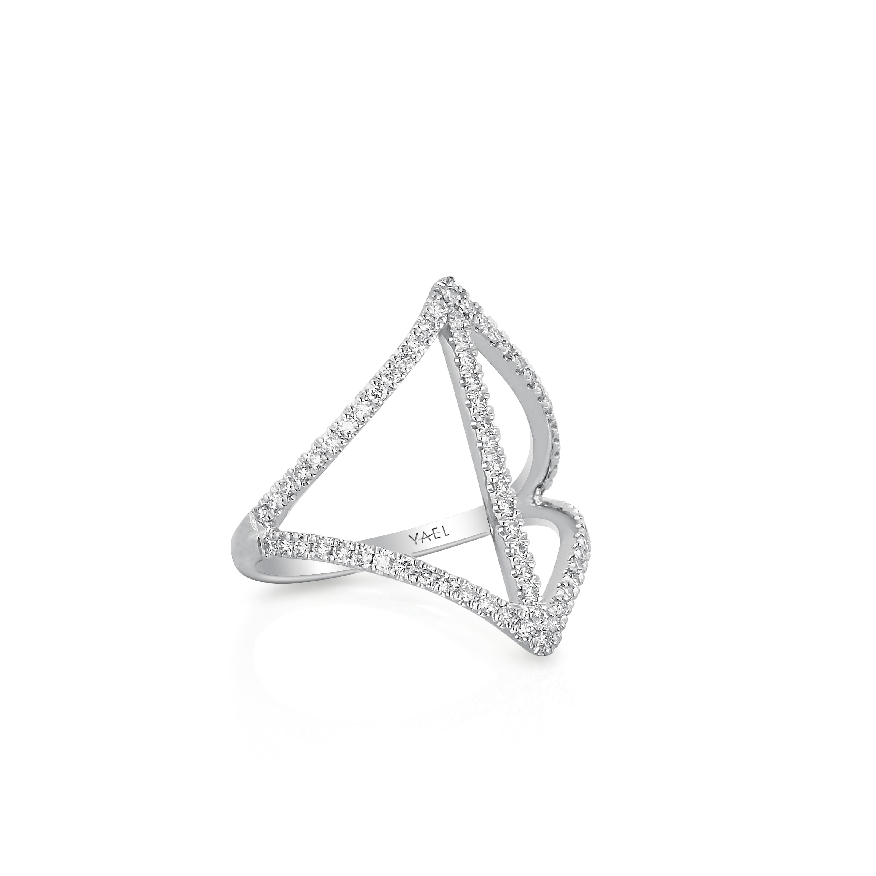 Vertical Bar Design Diamond Ring - White Gold