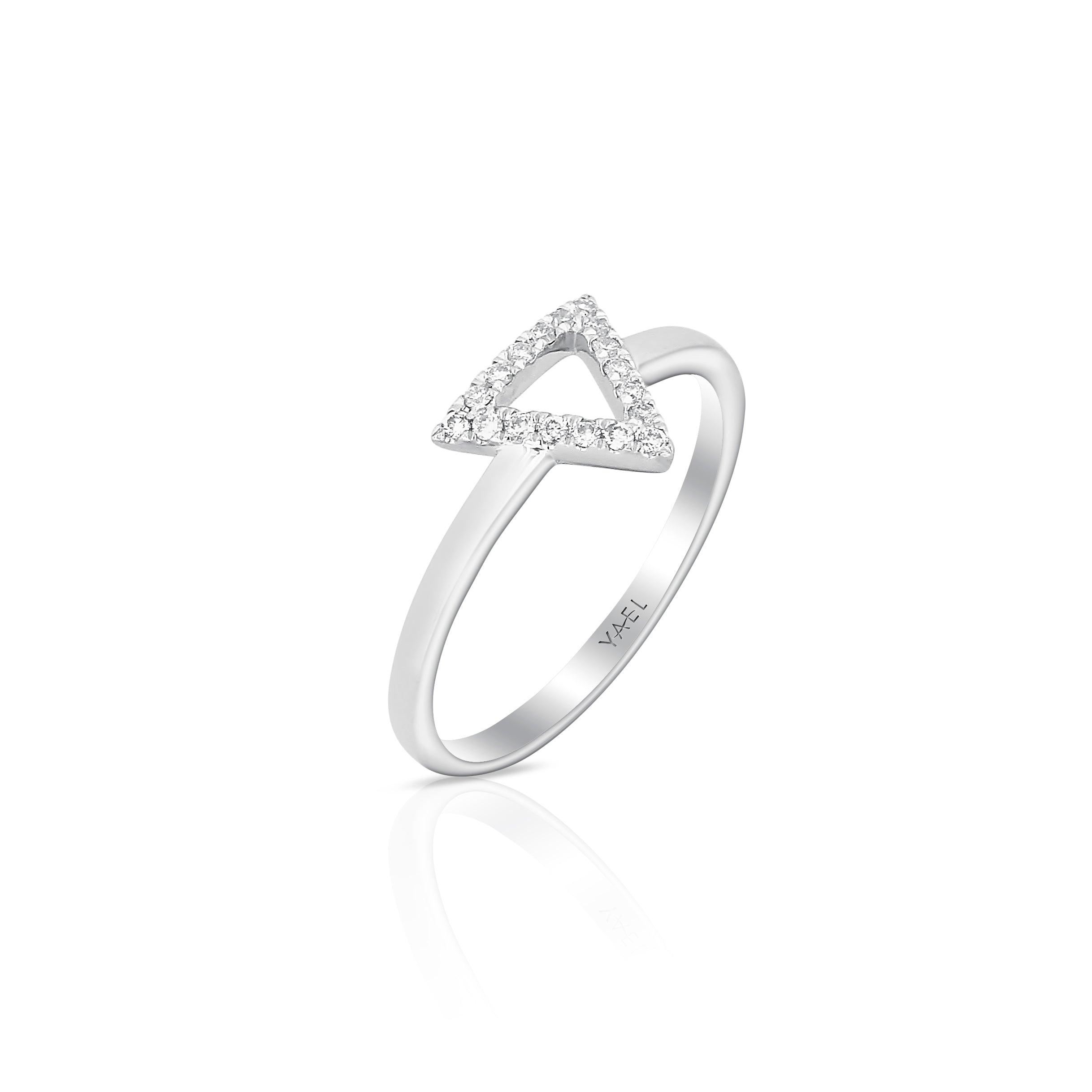 Triangle Design Diamond Ring - White Gold