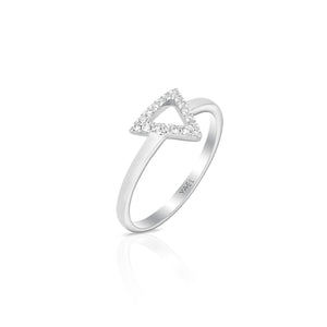 Triangle Design Diamond Ring - White Gold