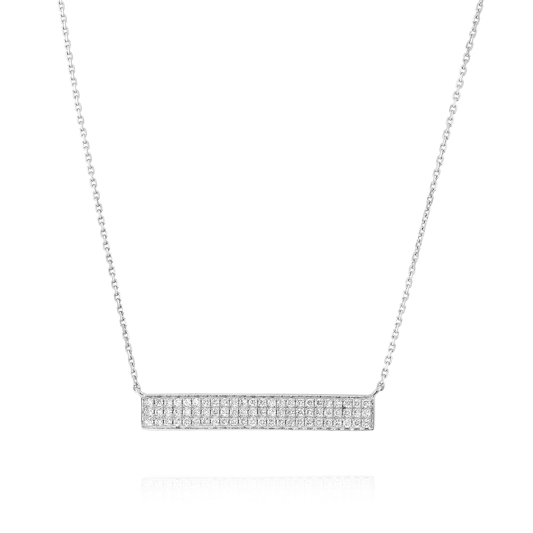 Bar Diamond Necklace - White Gold