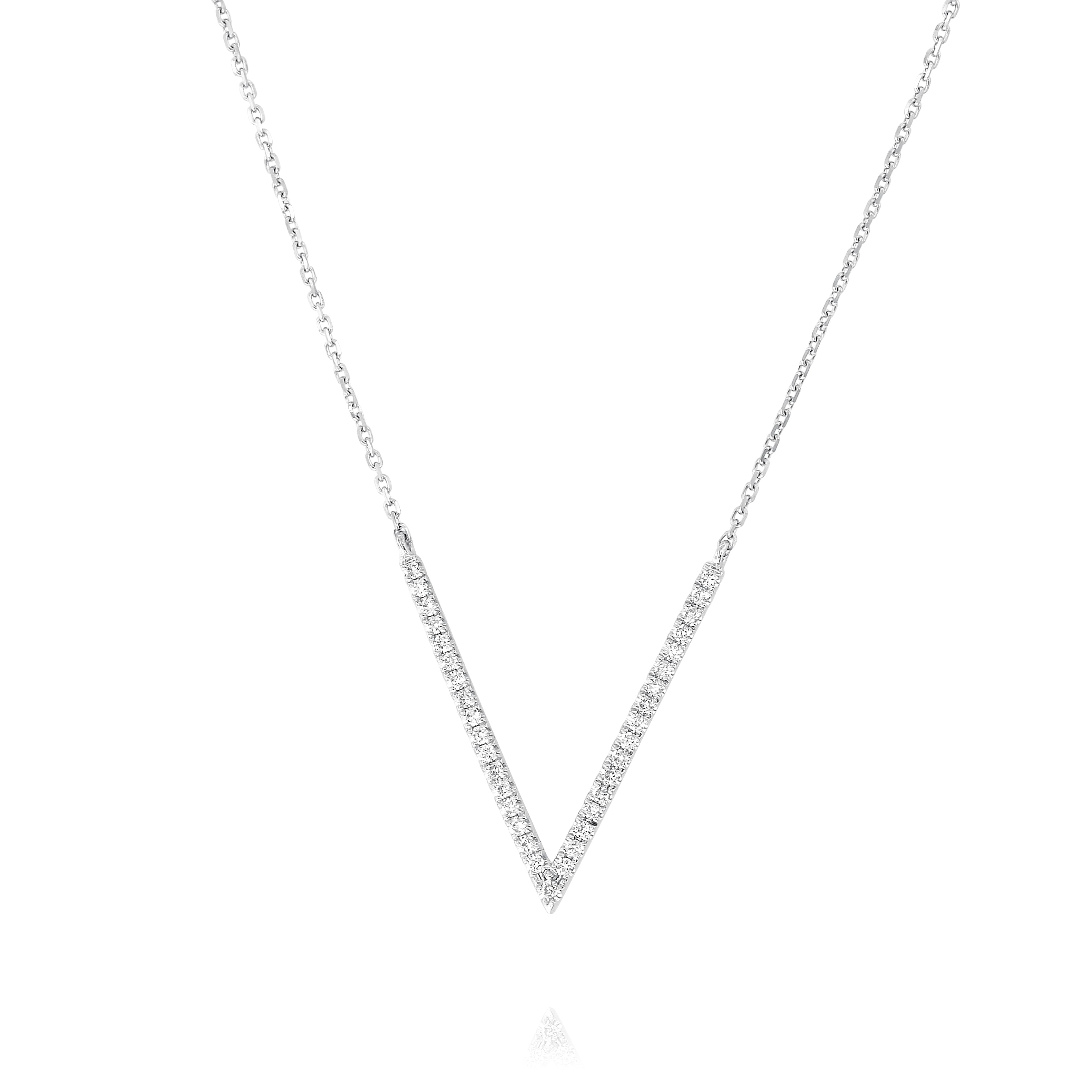 V-Shape Diamond Necklace - White Gold