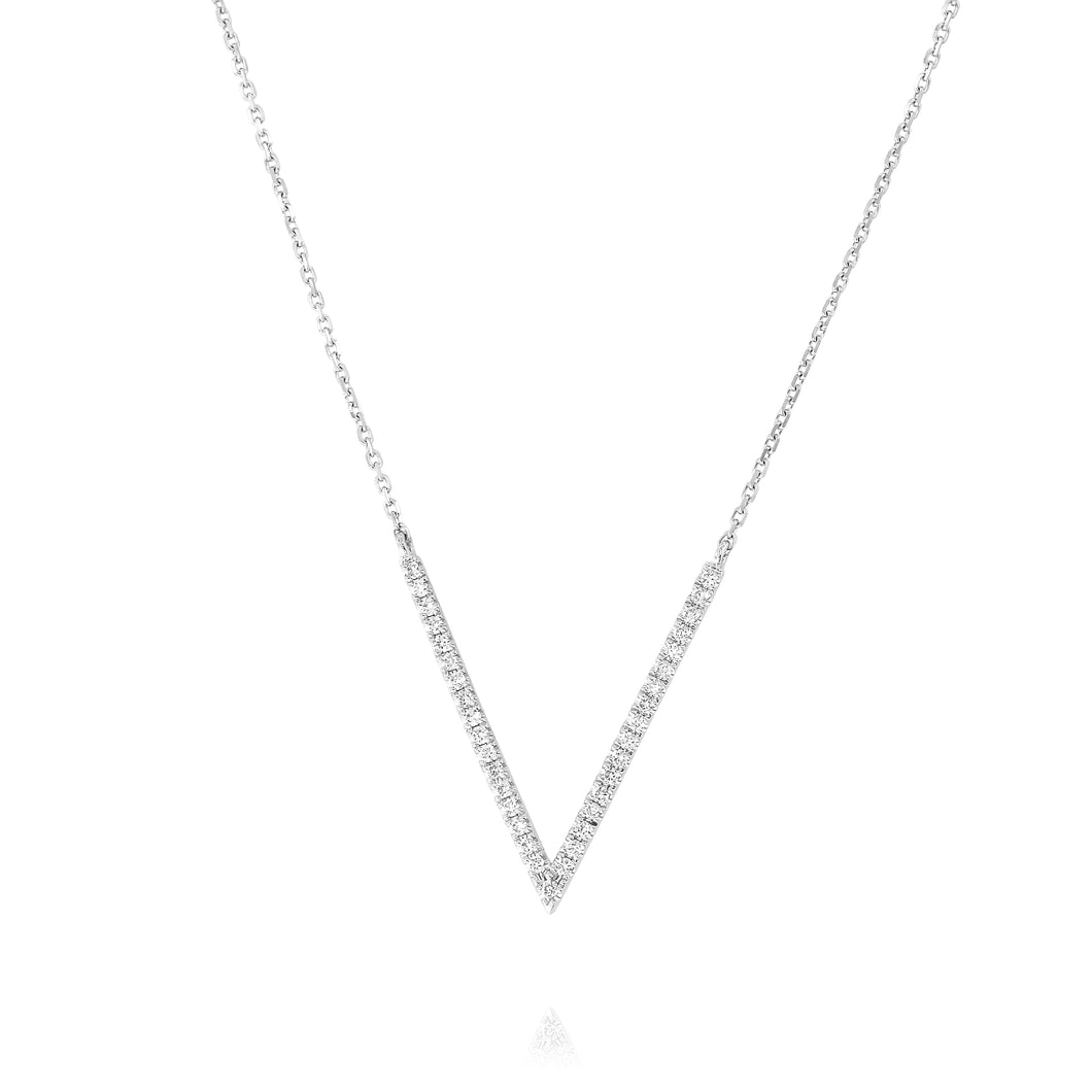 V-Shape Diamond Necklace - White Gold