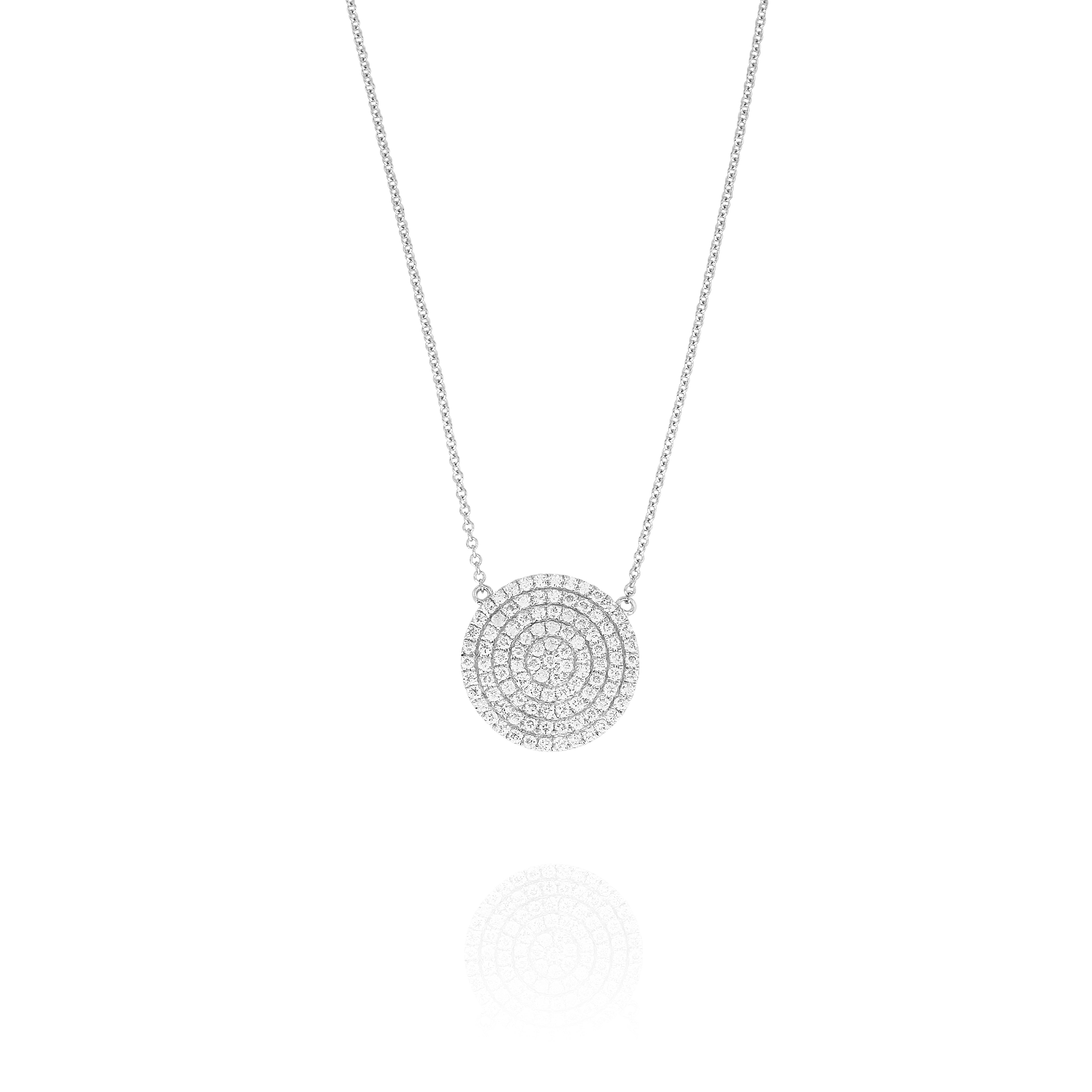 Diamond Disc Necklace - White Gold
