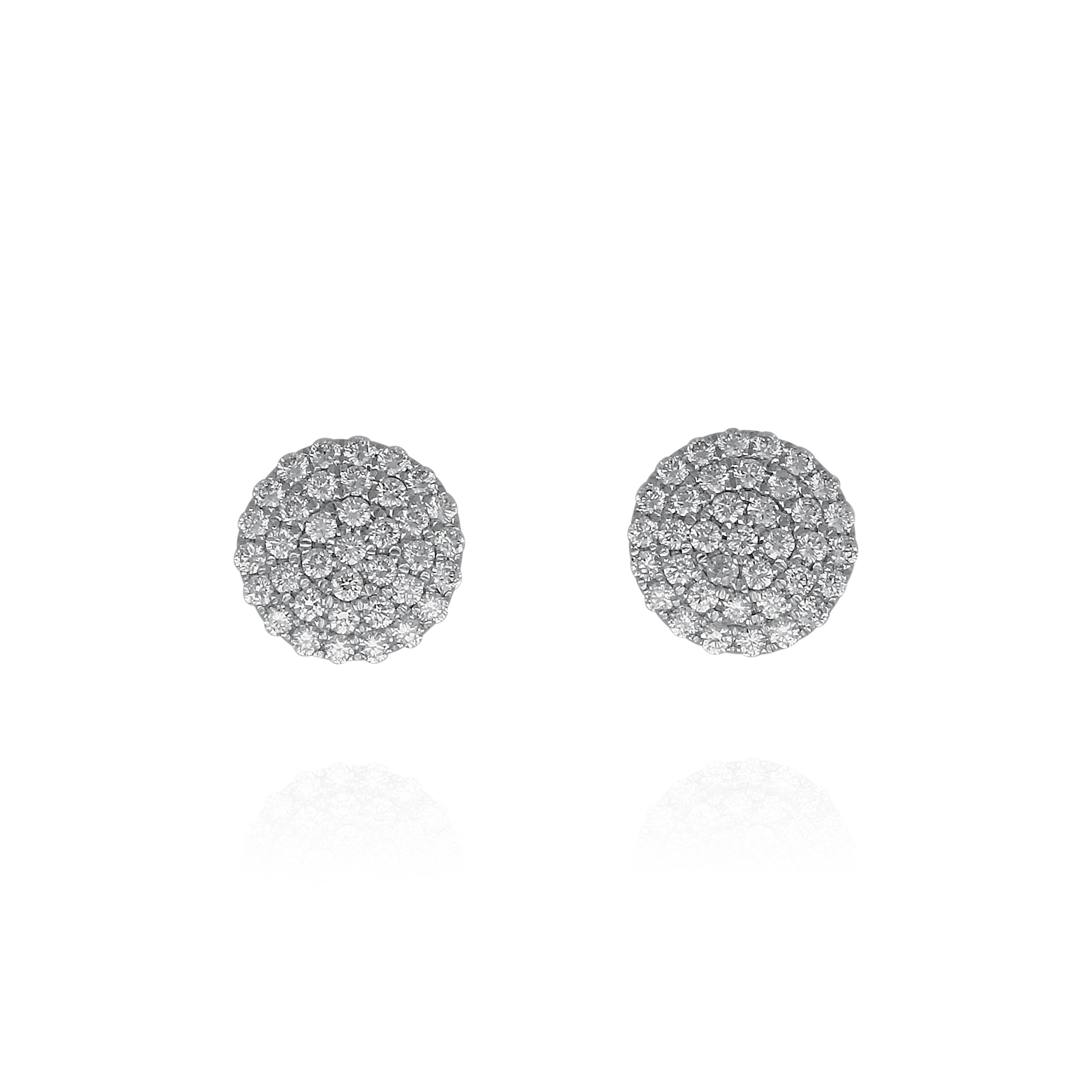 Diamond Disc Earrings - White Gold
