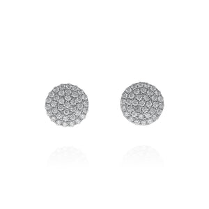 Disc Diamond Cluster Earrings - White Gold