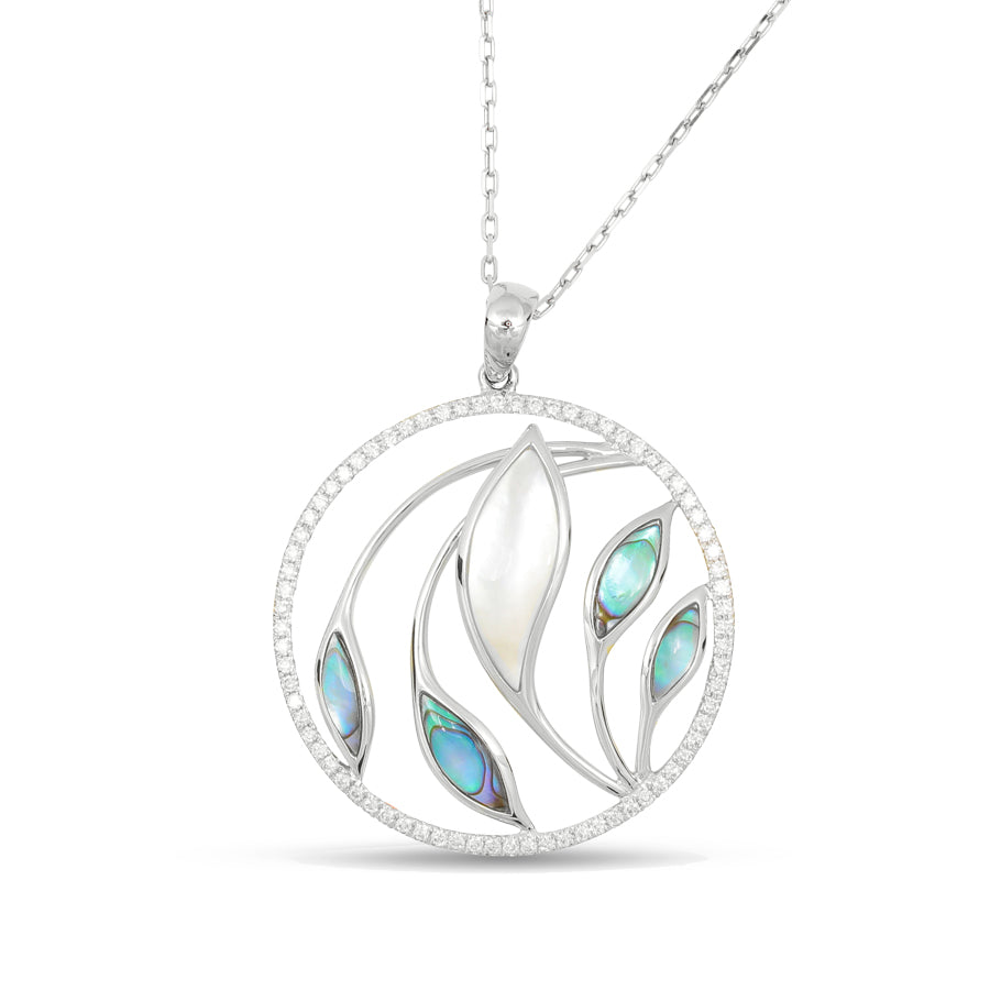 Venus Garden Pendant w/ Abalone and Mother of Pearl - White Gold