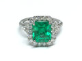 2.82ct Emerald Ring with Diamond Accents - Platinum