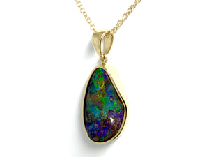 Boulder Opal Bezel Pendant - Yellow Gold