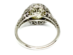 2.58ctw Old Euro Yellow Diamond Deco Ring GIA - Platinum