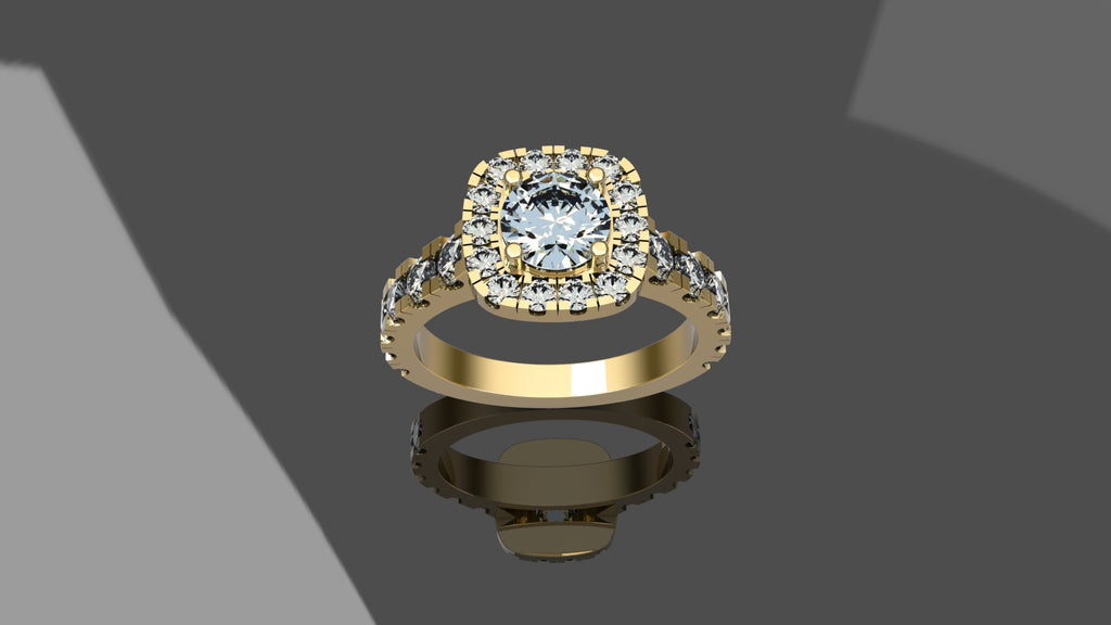 1.92ctw Diamond Ring with Cushion Halo - White Gold