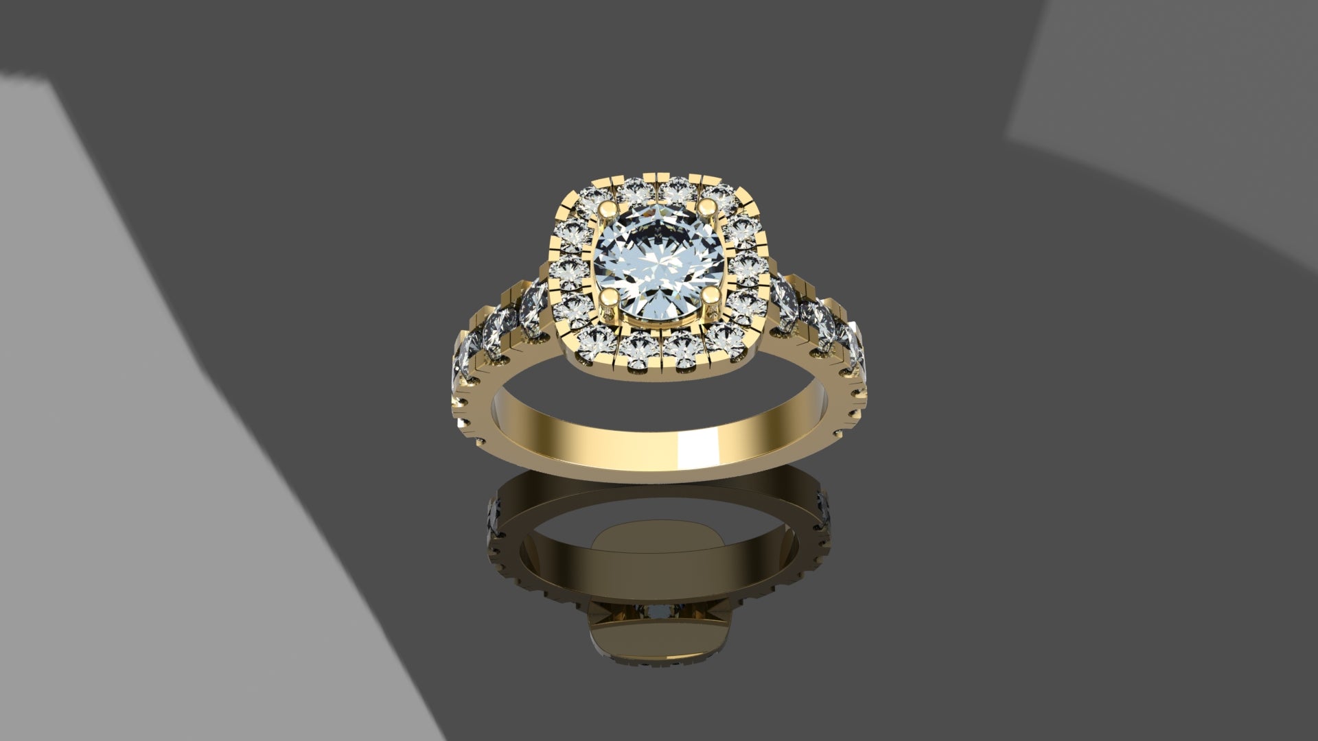 1.92ctw Diamond Ring with Cushion Halo - White Gold