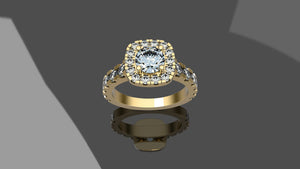 1.92ctw Diamond Ring w/ Cushion Halo - White Gold