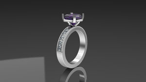 Purple Sapphire and Diamond Ring - White Gold