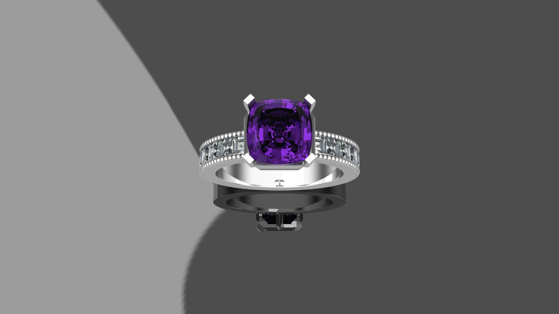 Purple Sapphire Ring with Diamond Accents - White Gold