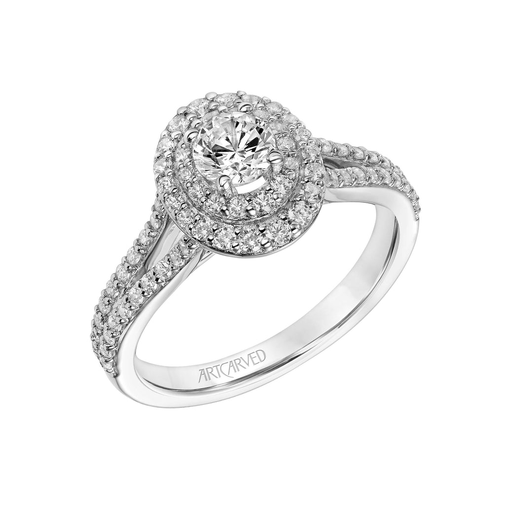 0.81ctw Diamond Double Halo Ring - White Gold