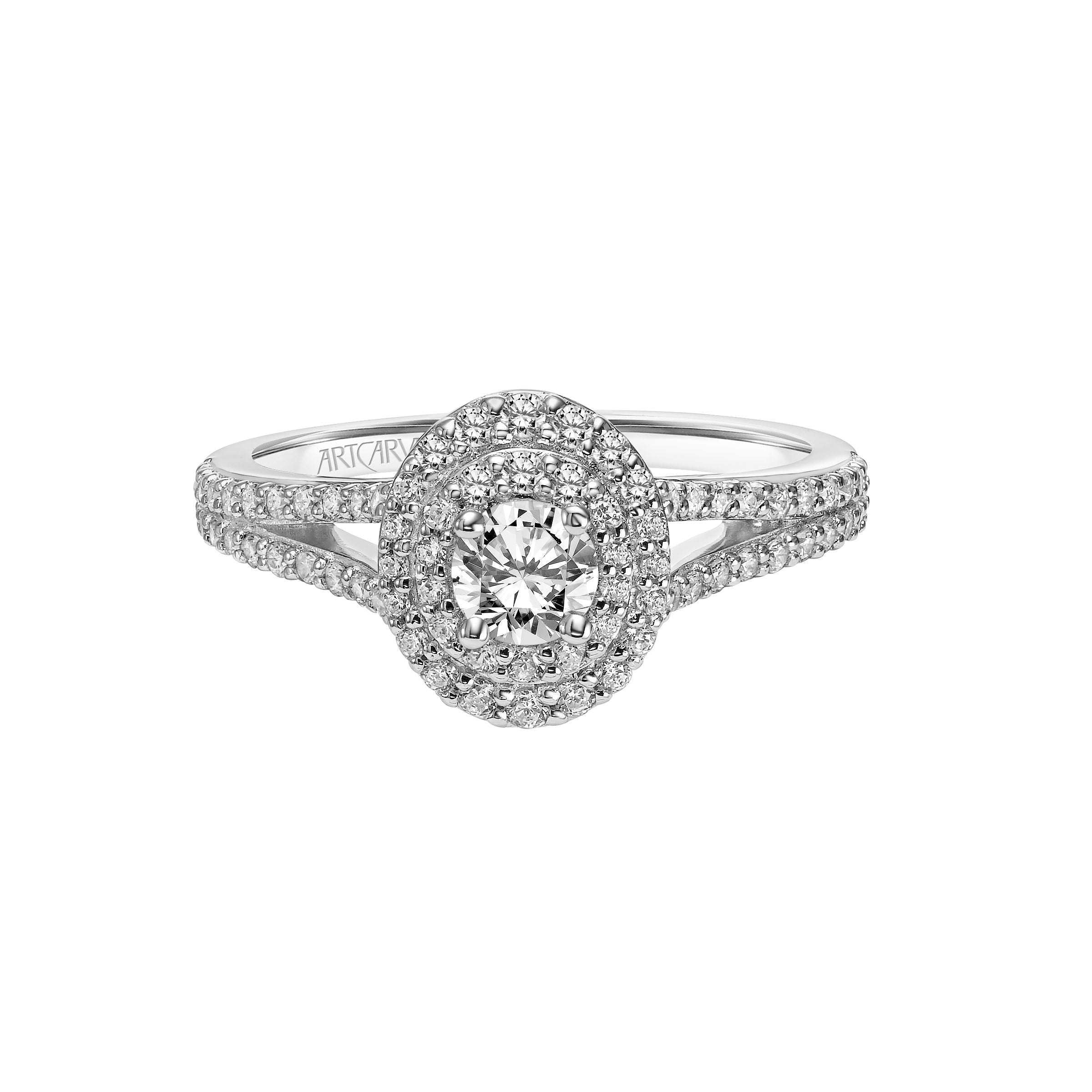 0.81ctw Diamond Double Halo Ring - White Gold
