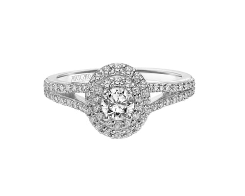 0.81ctw Diamond Double Halo Ring - White Gold