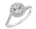 1.50ctw Wave/Swirl Design Diamond Halo Ring GIA - White Gold
