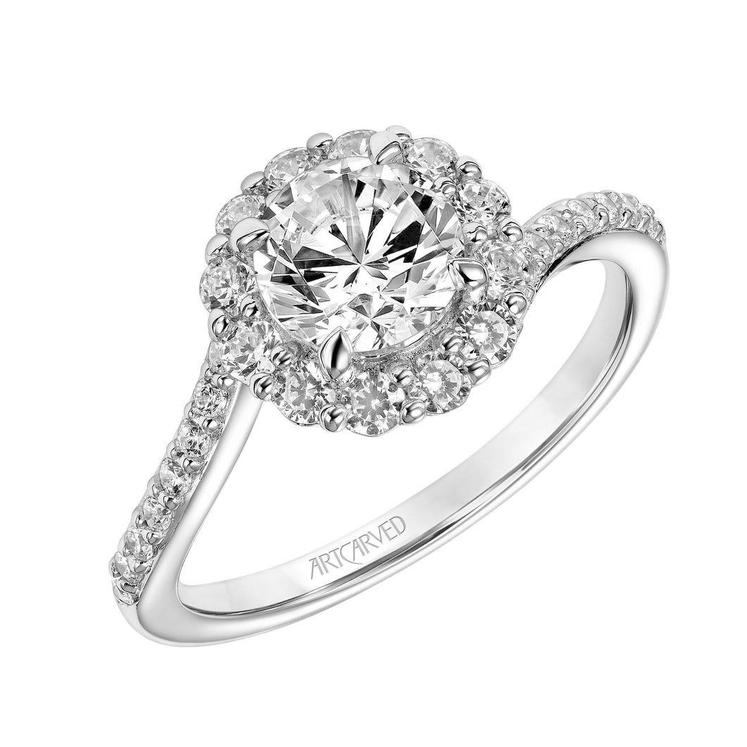 1.50ctw Wave/Swirl Design Diamond Halo Ring GIA - White Gold